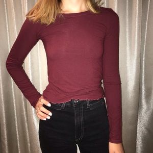 long sleeved maroon tee from pacsun